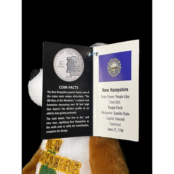 2000 Limited Treasures New Hampshire State Quarter Coin Bean Bear Plush - Picture 5 of 5